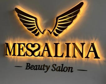 Custom 3D Metal Backlit sign, 3D LED Sign, Salon and Spa logo, Backlit Business Signs , Illuminated Channel Letters, Company Logo Sign