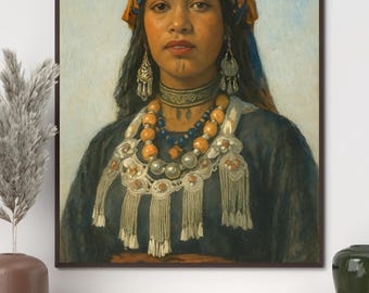 Retrato de mujer bereber: Impresión artística cultural marroquí (descarga digital)
