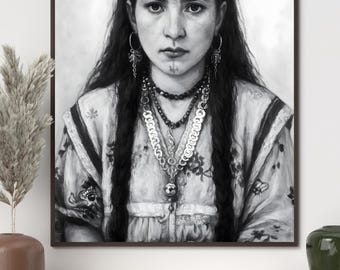 Retrato de mujer amazigh / Lámina de arte bereber (Descarga digital)