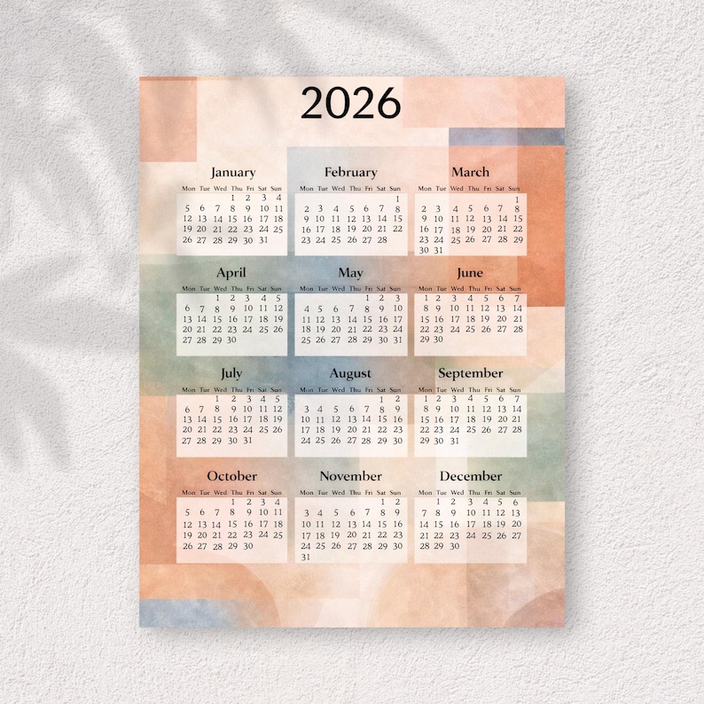 2026 Minimalist Wall Calendar | Abstract Neutral Art | Modern Printable ...