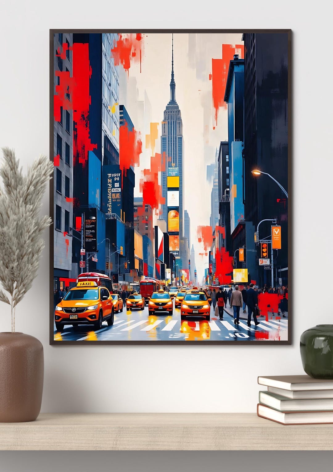 New York City Wall Art | Empire State Building Print | NYC Yellow Taxi ...