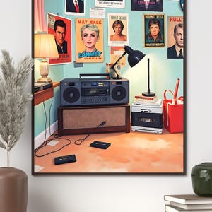 Retro Vibes | Cassette Tapes | Boombox Magic | Pop Culture Icons | 80s Style Room Art