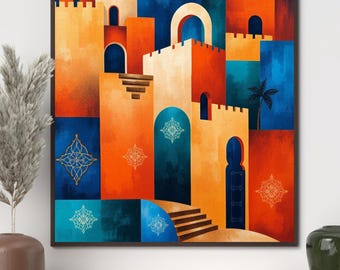 Moroccan Architecture Print: Geometric Arches, Boho Home Decor (Digital Download)