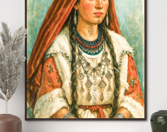 Retrato de mujer amazigh impreso / Arte bereber marroquí (Descarga digital)