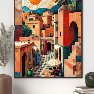 Marrakesh Cityscape Print: Moroccan Geometric Wall Art (Digital Download)