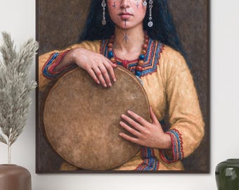 Retrato de mujer bereber (Impresión digital) / Arte marroquí, Tatuajes faciales