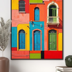 Cuba Architecture Print: Vibrant Geometric Wall Art (Digital Download)