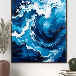 Abstract Ocean Wave Art Print: Modern Coastal Home Decor (Digital Download