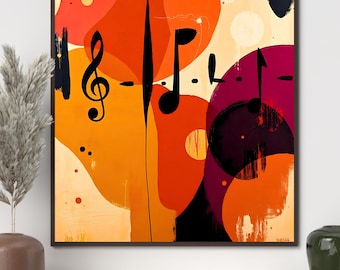 Music Notes Abstract Art Print: Colorful Modern Painting (Digital Download)