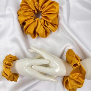 Gold Satin Scrunchie: Handmade Silk-Feel Hair Tie - USA Made