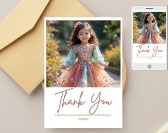 Carte de remerciement d'anniversaire modifiable avec photo, carte de remerciement d'anniversaire numérique, anniversaire de remerciement numérique, carte de remerciement d'anniversaire personnalisée