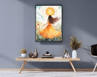 Chase the sun wildflower Boho,Artwork Quotes,Sunset Quote Print,Fun Quote,Trendy Inspirational ,Positive Energy,Vibe Print,Uplifting Poster