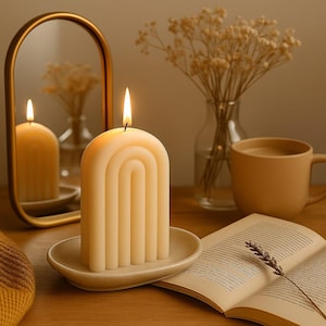 Arch Rainbow Candle – Handmade Soy Wax Decorative Pillar Candle | Boho Aesthetic Home Decor | Unique Gift Idea