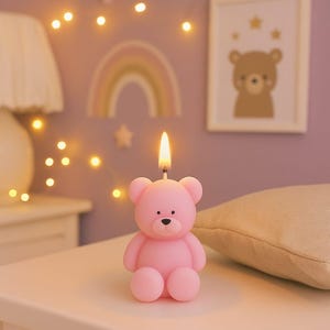 Handmade Teddy Bear Candle – Cute Soy Wax Gift for Her, Nursery Decor, Baby Shower Favor,Scented Animal Candle