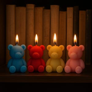 Handmade Teddy Bear Candle – Cute Soy Wax Gift for Her, Nursery Decor, Baby Shower Favor, Scented Animal Candle