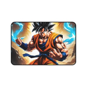 Epic Warrior Desk Mat - Gaming Mouse Pad, Anime Decor, Office Essentials, Gift for Gamers, Dragon Ball Z Style