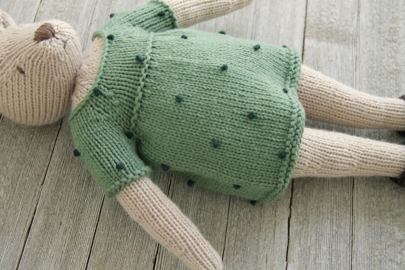 Knitting Pattern Doll Boatneck Dress dress up peasant PDF tutorial softie instructions toy kid gift woodland nursery child animal