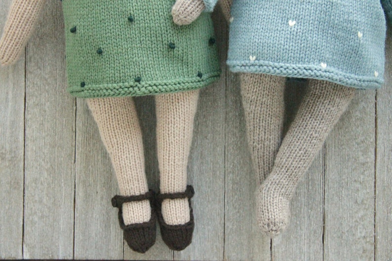 Knitting Pattern Doll Boatneck Dress dress up peasant PDF tutorial softie instructions toy kid gift woodland nursery child animal