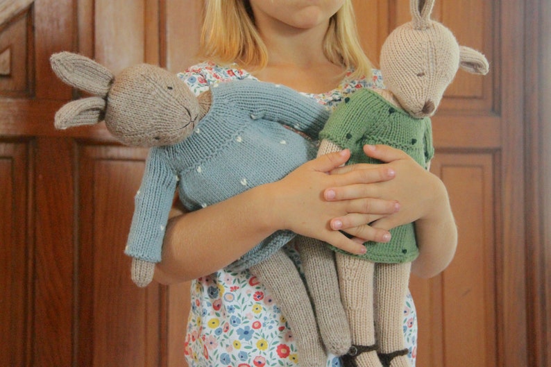 Knitting Pattern Doll Boatneck Dress dress up peasant PDF tutorial softie instructions toy kid gift woodland nursery child animal