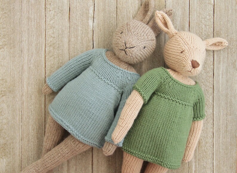 Knitting Pattern Doll Boatneck Dress dress up peasant PDF tutorial softie instructions toy kid gift woodland nursery child animal