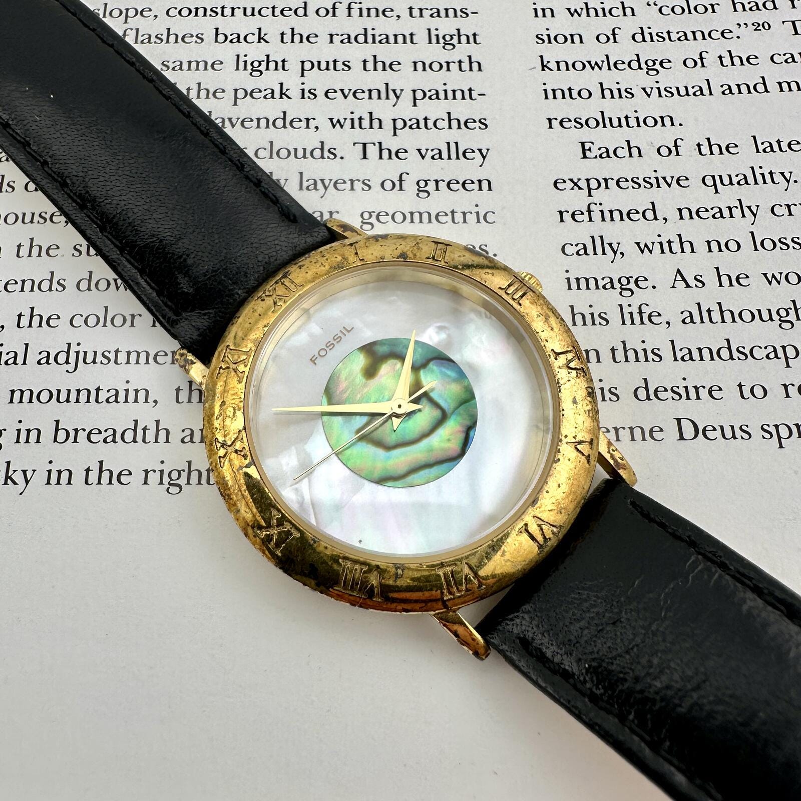 Women\'s Fossil Dress Watch Gold Toned With Roman Numerals Brown Yellow Band EUC Ladies Fossil Two Tone Dress Watch - Etsy main image 3