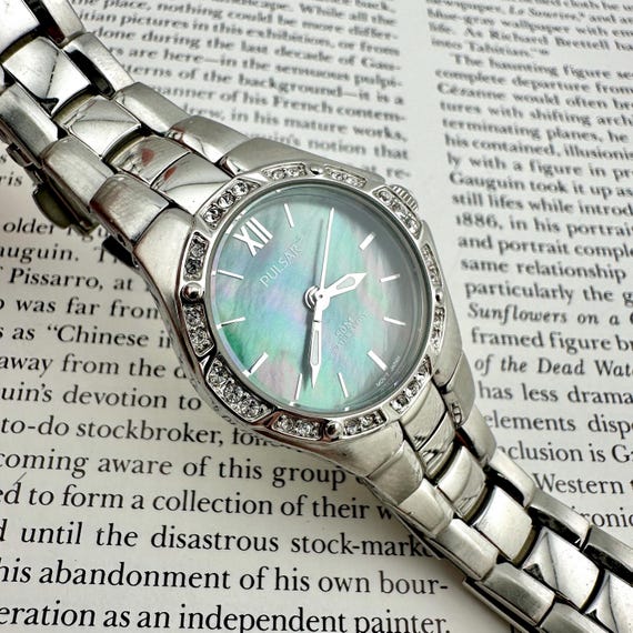 Women\'s Silver Teal Analog Quartz Crystal Accented Bracelet Round Classic Watch Philipp Plein Date Superlative Crystal-Accented Turquoise  main image 4