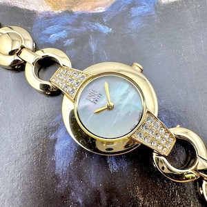 ESQ Gold Tone Mother of Pearl Watch, Women display picture 1