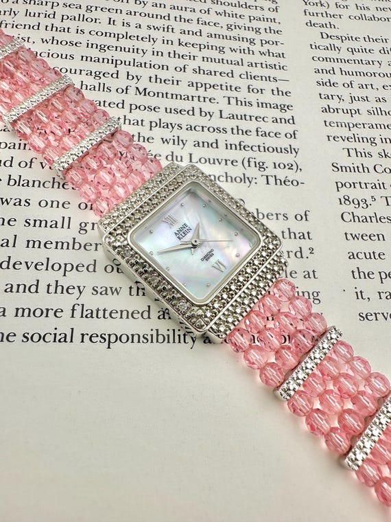 Vintage Anne Klein Ladies Wristwatch With Mother Of Pearl & Jeweled Bezel Anne Klein Mother of Pearl Dial Diamond Bezel Quartz Watch  main image 3