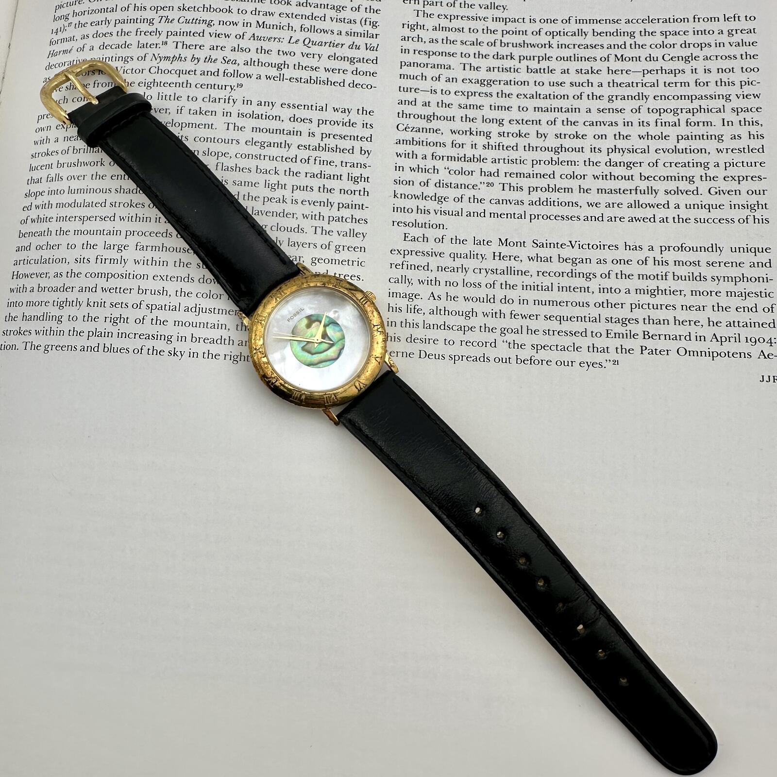Women\'s Fossil Dress Watch Gold Toned With Roman Numerals Brown Yellow Band EUC Ladies Fossil Two Tone Dress Watch - Etsy main image 2