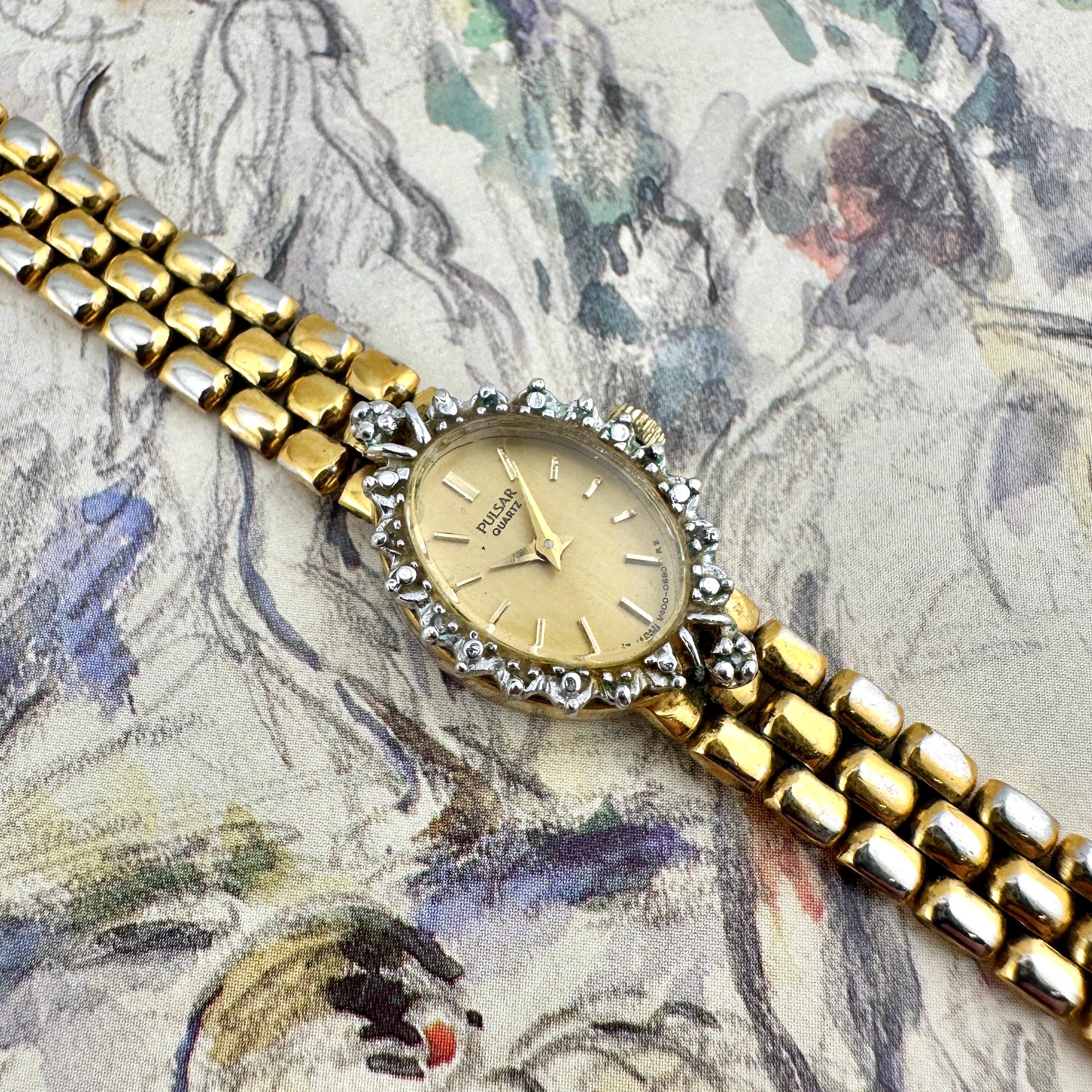 Gold Pulsar Crystal Bezel Watch Pulsar Watch With Crystals - Etsy main image 3