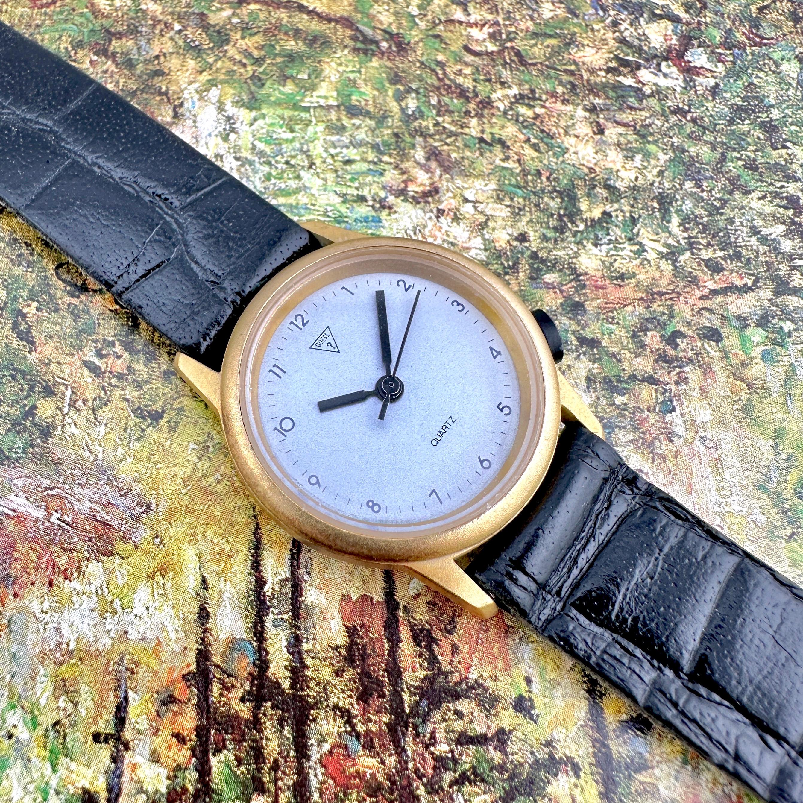 Guess 1988 Ladies Tank Quartz Watch Gold Tone Case 19MM Black Leather Band 1988 GUESS Gold Tone Leather Band Women main image 4