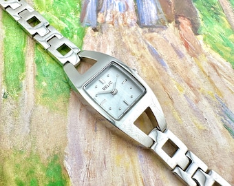 Vintage Relic by Fossil Women’s Watch with Brushed Silver Case, Open Link Bracelet, Minimalist Dial, Modern Y2K Quartz Gift