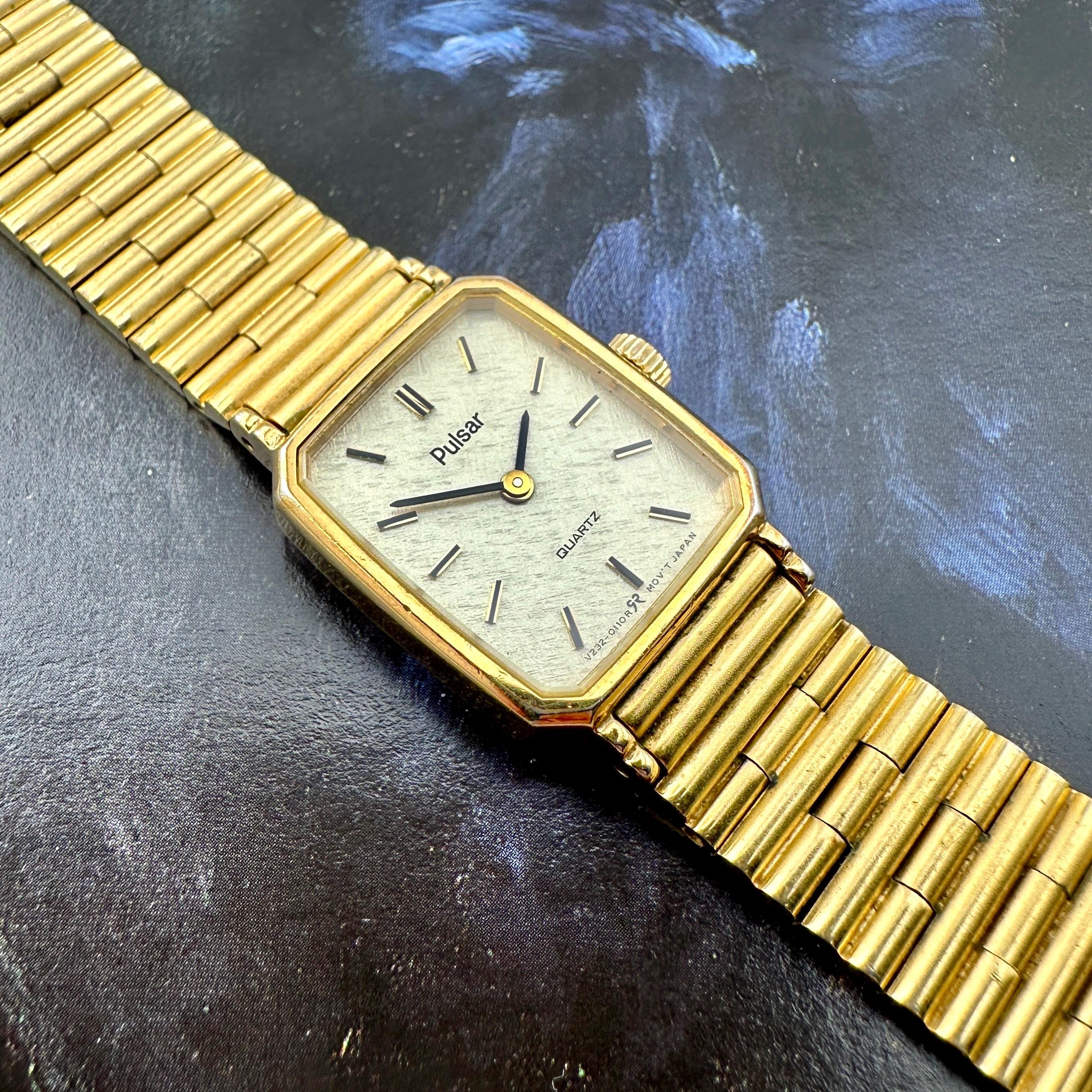 Vintage pulsar rectangular silver tone expansion bracelet watch NEW BATTERY Pulsar Women main image 2