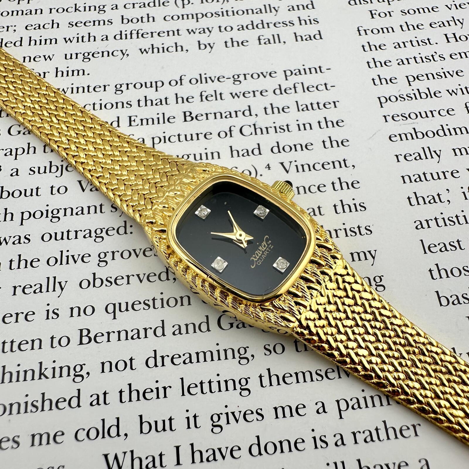 Franz Xavier ladies gold tone crystal accented watch NEW BATTERY Xavier Watch - Etsy main image 2