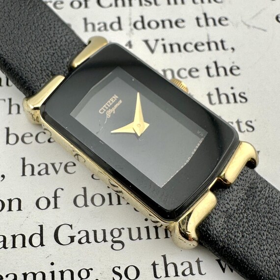 citizen gold dress watch Tone Rectangular Women's Bracelet Vintage Minimalist Watch Gift for Her, Working Well, Max Wrist Size 7.6