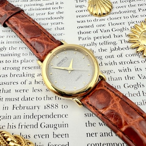 Minimalist Gold Women’s Watch with Brown Leather Strap