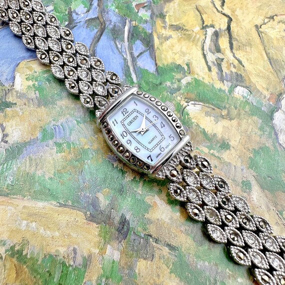 Vintage Gruen Women's Watch With Marquise Link Bracelet, Silver