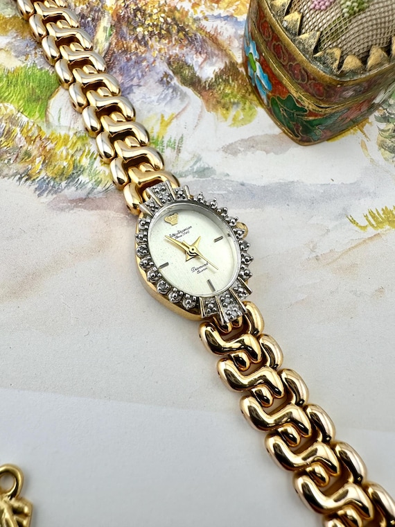 green emerald velvet dress Vintage Gold-tone Anne Klein Women's Watch