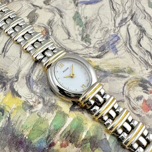 Pulsar Two-tone Bracelet Watch, Silver Oval Case, Gold  display picture 2