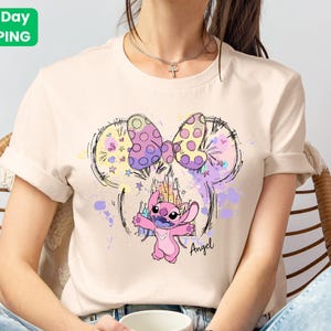 Disney Stitch & Angel Couples Shirt, Matching Disney Vacation Tee, Anniversary Gift, Disney Trip Outfit, Cute Anniversary Couple Shirt