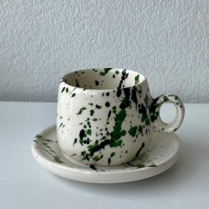 Handmade Ceramic Espresso Cup: Splash Pattern Coffee Mug