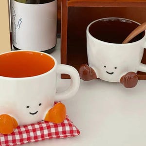 Kawaii Foot Shaped Ceramic Mug – Cute Hand Pinch Milk Cup, Funny Coffee Mug Gift, Dorm & Home Decor Cup, Unique Water Mug