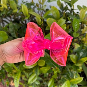 RTS Handmade hot pink waterproof bow, baby bow, boutique bow