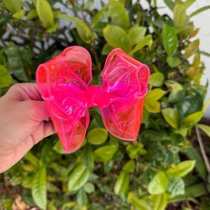 RTS Handmade hot pink waterproof bow, baby bow, boutique bow
