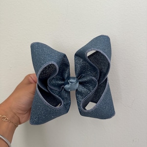Handgemachte Smokey blaue Glitzerschleife, Babyschleife, Boutiqueschleife