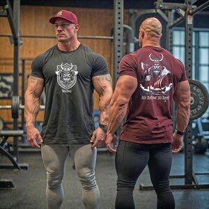 Viking Warrior T-Shirt – No Retreat No Regret Graphic Tee – Norse Mythology Shirt – Gym Apparel – Viking Gift Idea