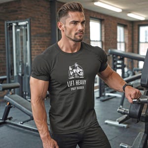 Christian Weightlifting T-Shirt - Lift Heavy Pray Harder | Motivational Christian Gym Apparel