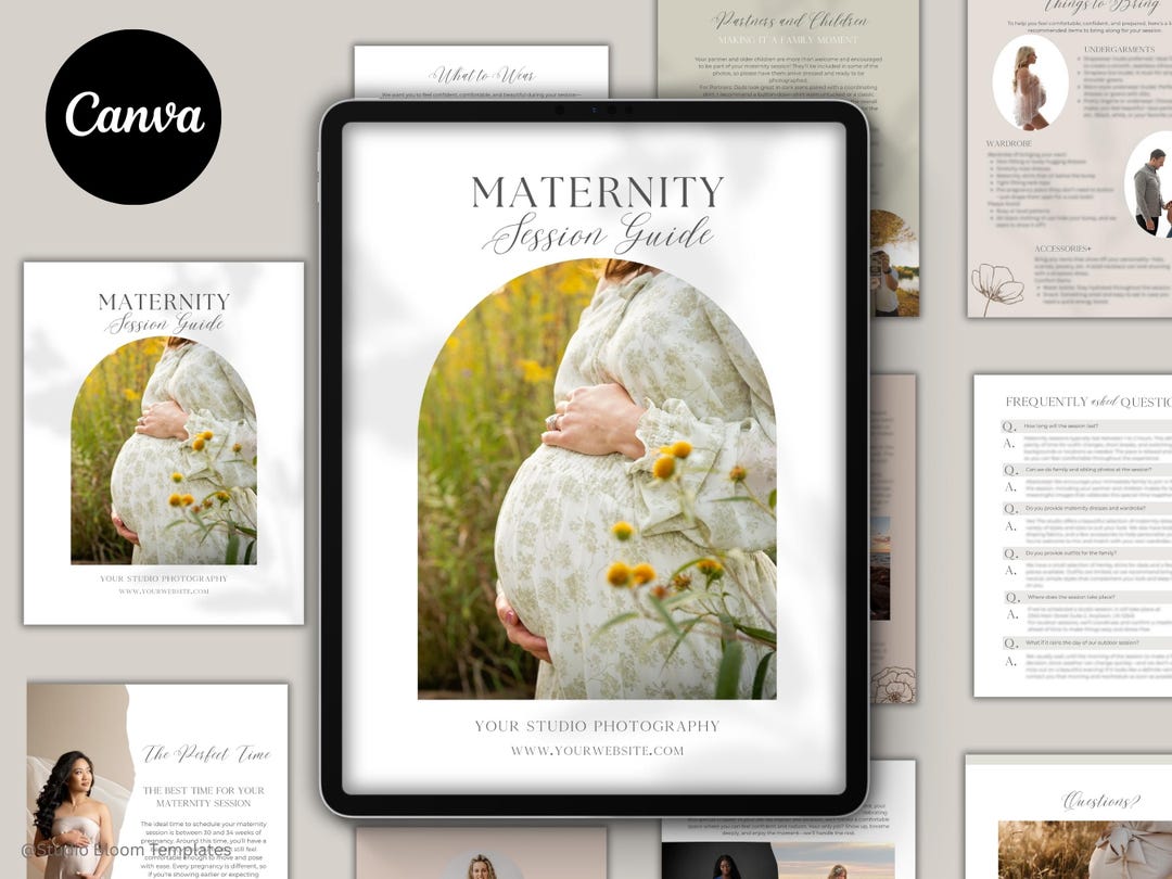 Maternity Session Prep Guide | 11-page Canva Template | Photographer ...