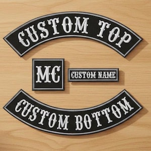 Custom Embroidered Biker Patch Set: Large Motorcycle Jacket Patches, Reflector Patches.