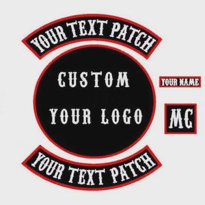 Custom Embroidered Biker Patch Set: Large Motorcycle Jacket Patches, Reflector Patches.